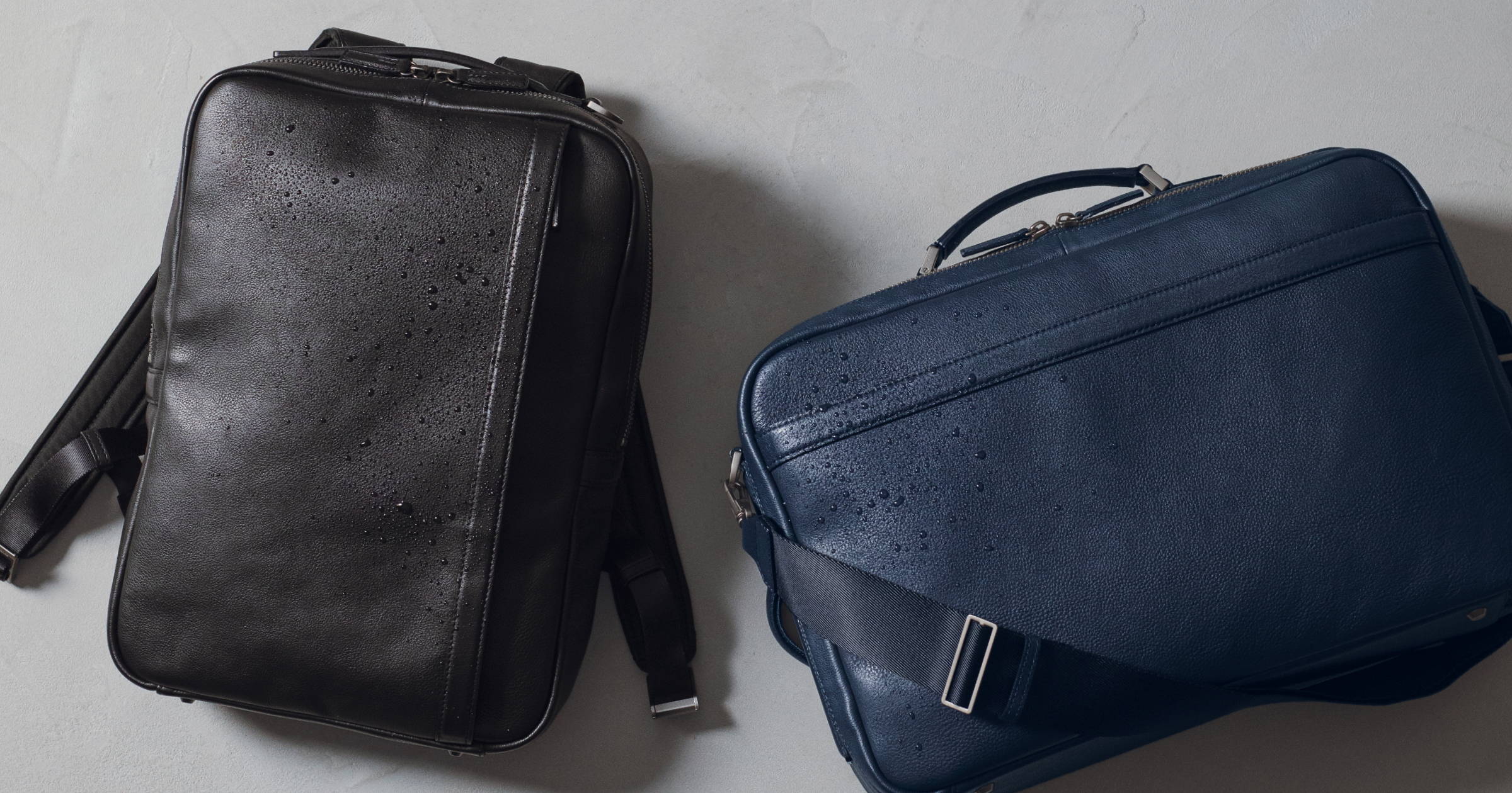 防水レザーでスマートに仕立てた バックパック＆3wayバッグ